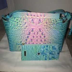 💖💙💚 EUC Brahmin Hillary and Credit Card Wallet in Cotton Candy (Set) 💚💙💖